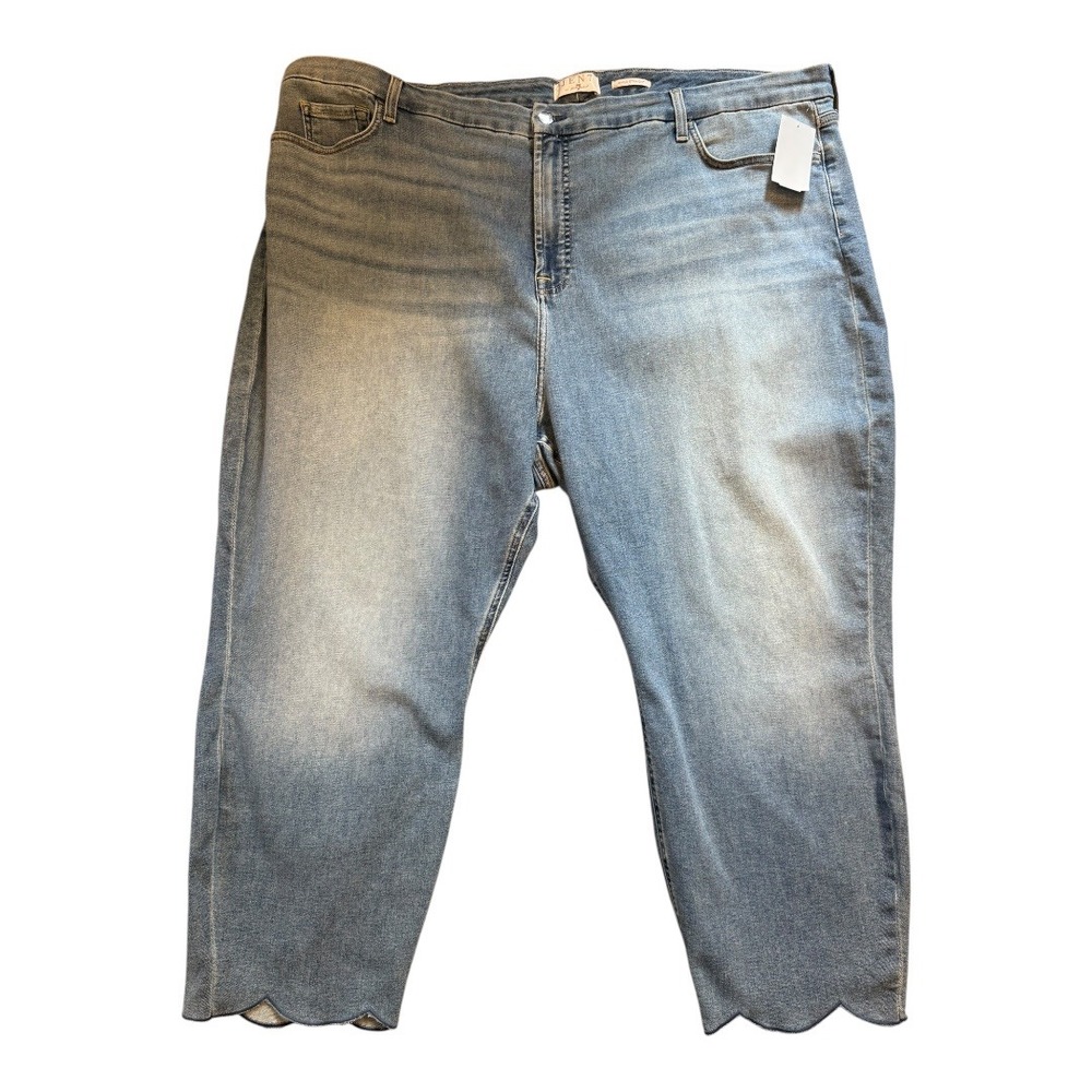 JEN7 by 7 For All Mankind Ankle Straight Leg Crop Jean Women's Size 28 Scalloped